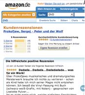 Amazon.de consumer reviews of Peter and the Wolf